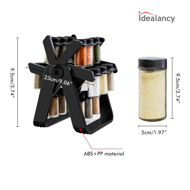 Ferris Rotating Spice Rack With 18 Glass Jars