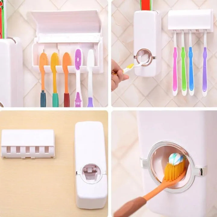 Automatic Toothpaste Dispenser & Toothbrush Holder