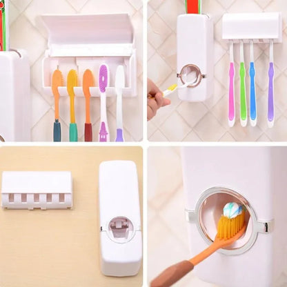 Automatic Toothpaste Dispenser & Toothbrush Holder