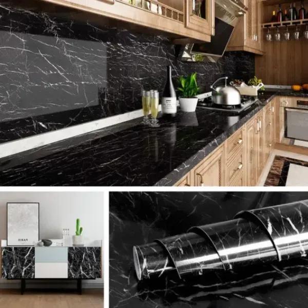 Self-Adhesive Black Marble Sheet