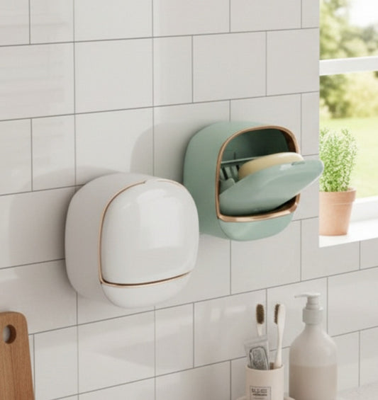 Wall Mounted Flip Cover Soap Holder