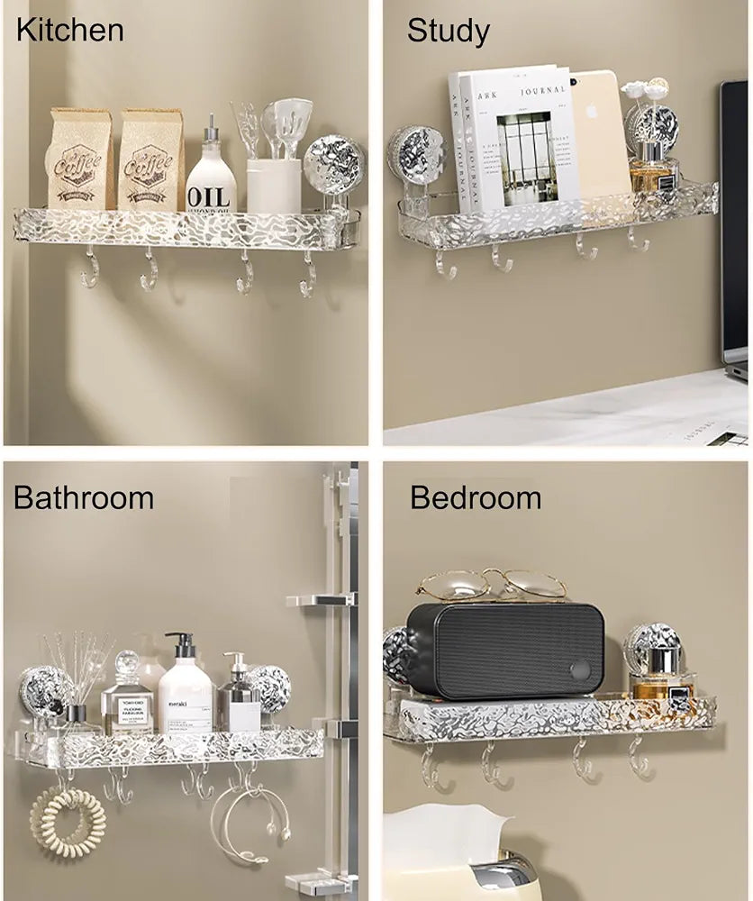 Luxury Suction Shelf With Hooks