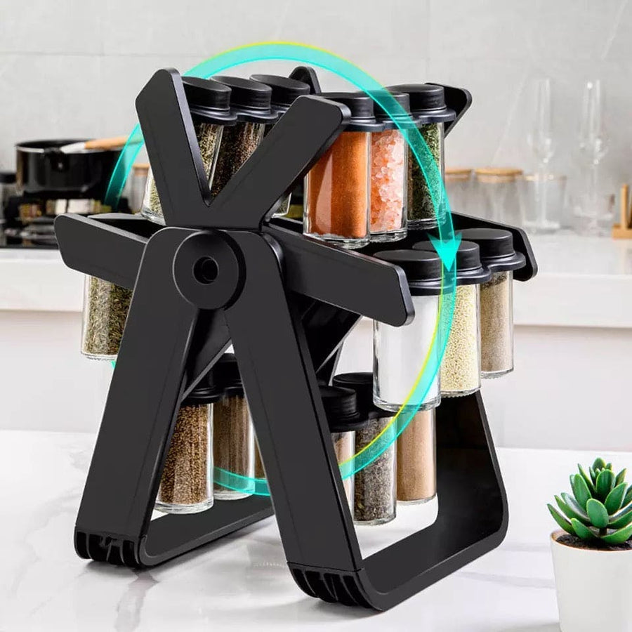 Ferris Rotating Spice Rack With 18 Glass Jars