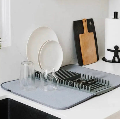 Foldable Dish Drying Mat with Rack
